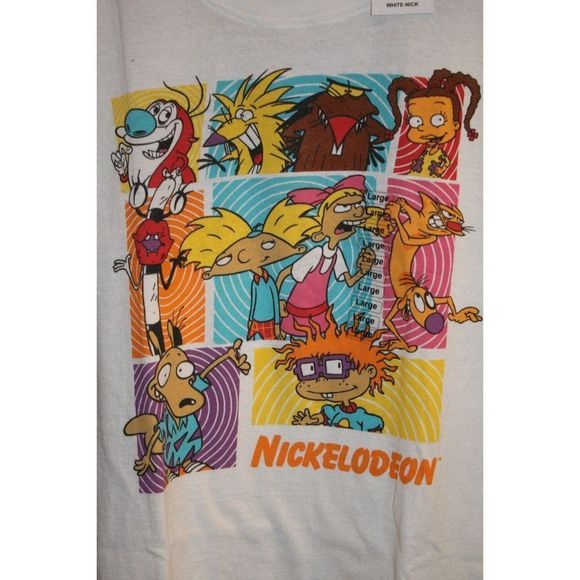 Nickelodeon‎ White 90's Classics Hey Arnold, Rugrats T-shirt Size Large - Picture 2 of 4